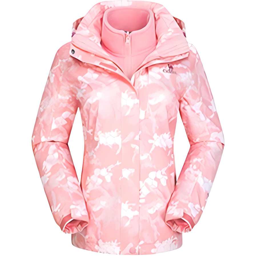 CAMEL Waterproof, Windproof, Breathable, Abrasion Resistant, Thermal Windbreaker Jacket Women's Coral Powder Print