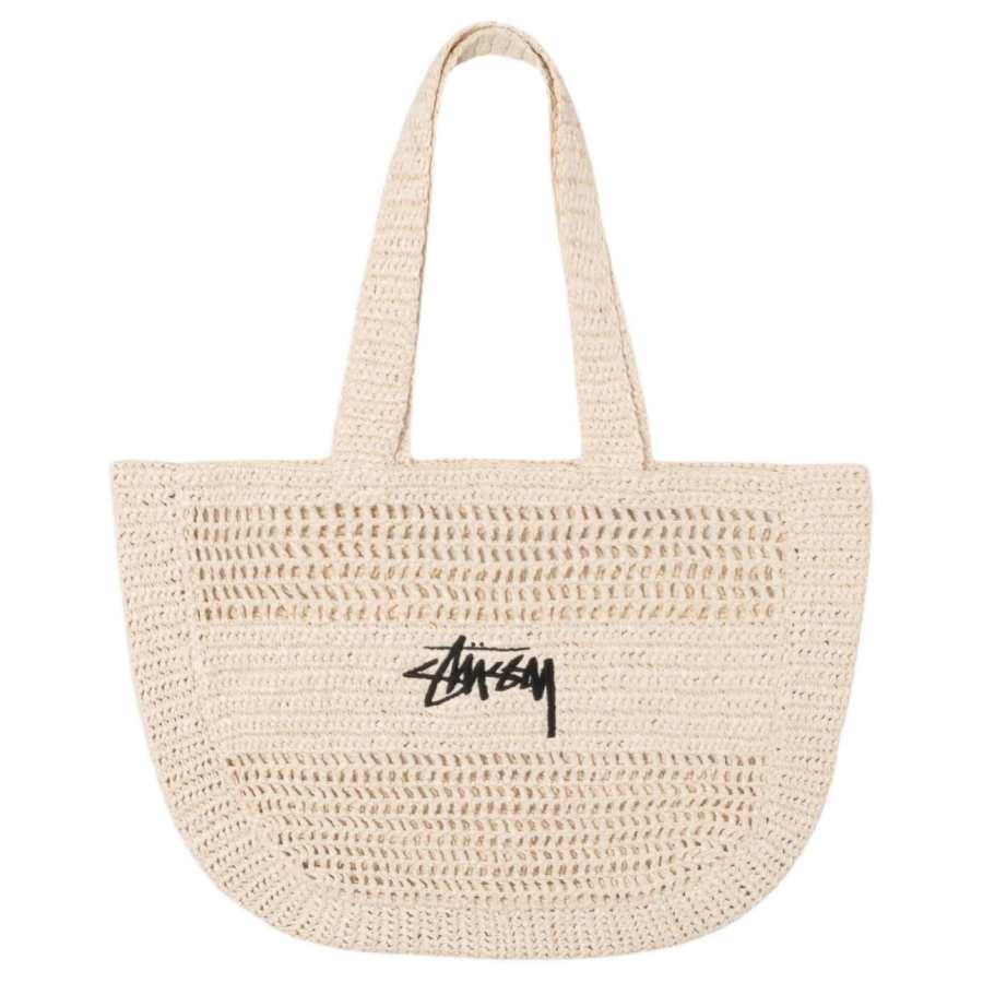 Stussy Polypropylene Tote Bag, Shopping Bag, Handbag, Shoulder Bag Unisex Ivory White