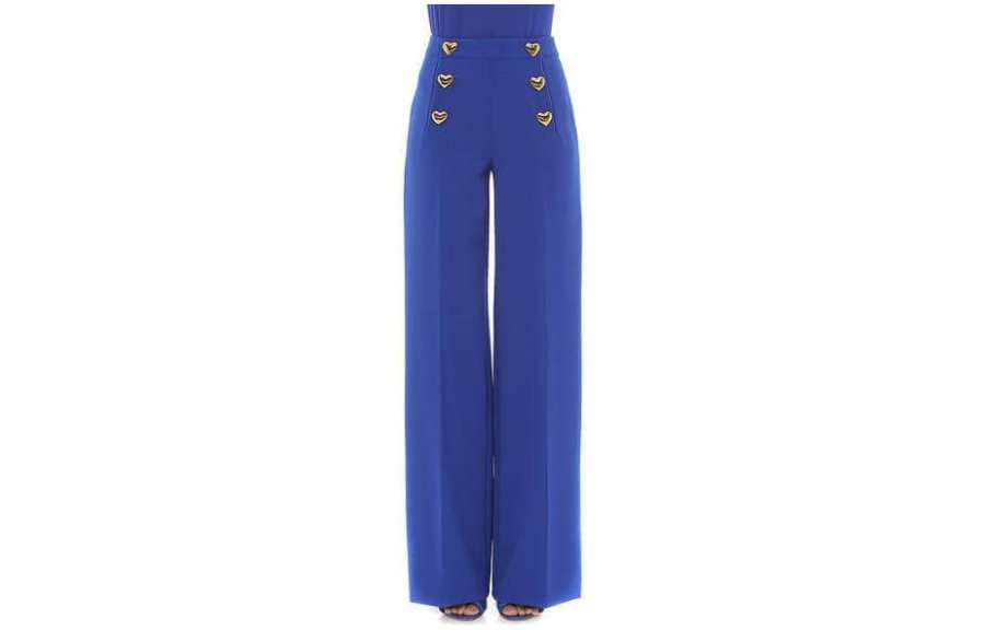 MOSCHINO Casual Pants Women's Blue Straight Fit Pants