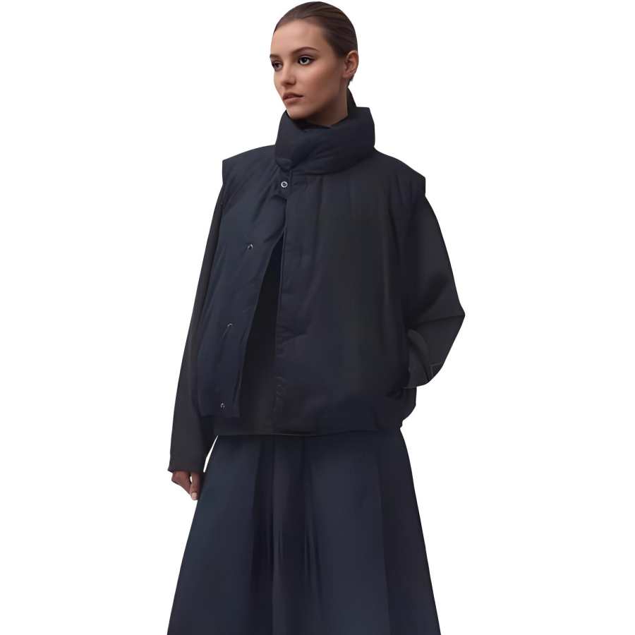 UNIQLO Vests Women's Black Stand Collar Moderate Other