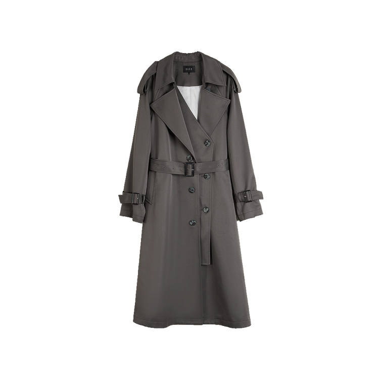 ELLE ELLE Trench Coat Women's Medium Gray