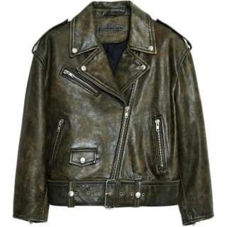 STAND STUDIO FW24 Leather Jacket Women's Natural Green