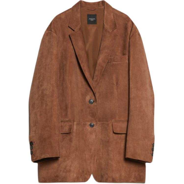 WEEKEND MaxMara Oggi Collection Oversized Suede Jacket Leather Jacket Women's Earth Tone