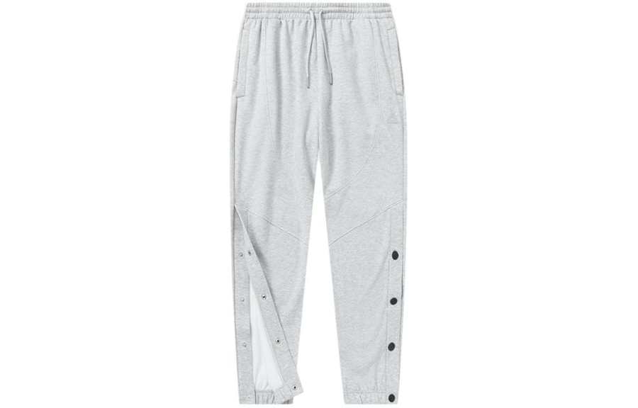 PEAK Basketball Culture Collection, Letter Lace Up Loose Fit Fleece Lined Casual Pants Women's Light Heather Gray
