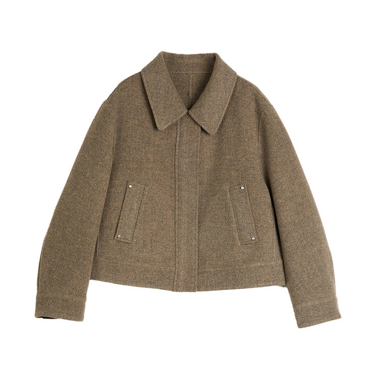 ELLE Coats Women's Gray Green Lapel Moderate