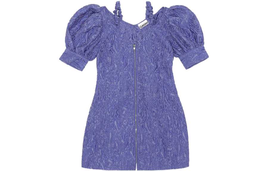 Ganni open V-neck mini dress
