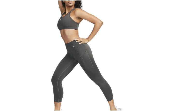 Nike Nike Firm Support Mid Rise Cropped Leggings With Pockets Leggings Women's Medium Gray