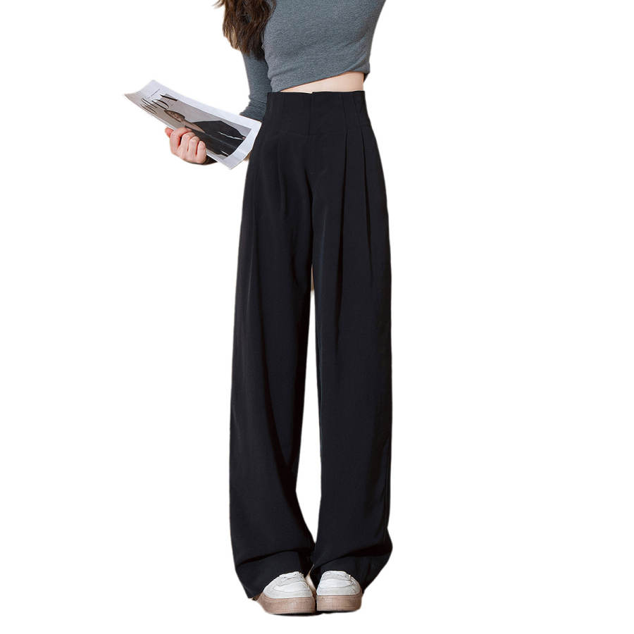 Tonlion Casual Pants Women's Black Moderate Straight Fit Pants