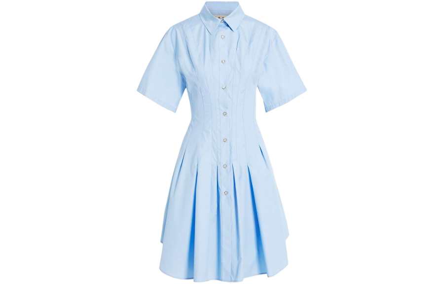 Marni pleat-detailing flared cotton shirtdress