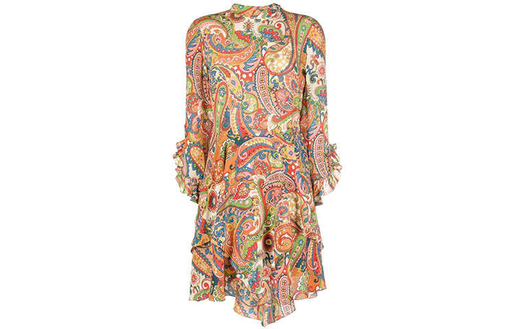 ETRO Ruffled Paisley Print Mini Dress
