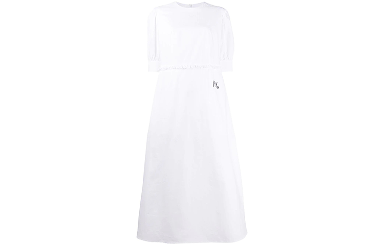 MM6 Maison Margiela Short Sleeved Dresses Women's White Crew Neck
