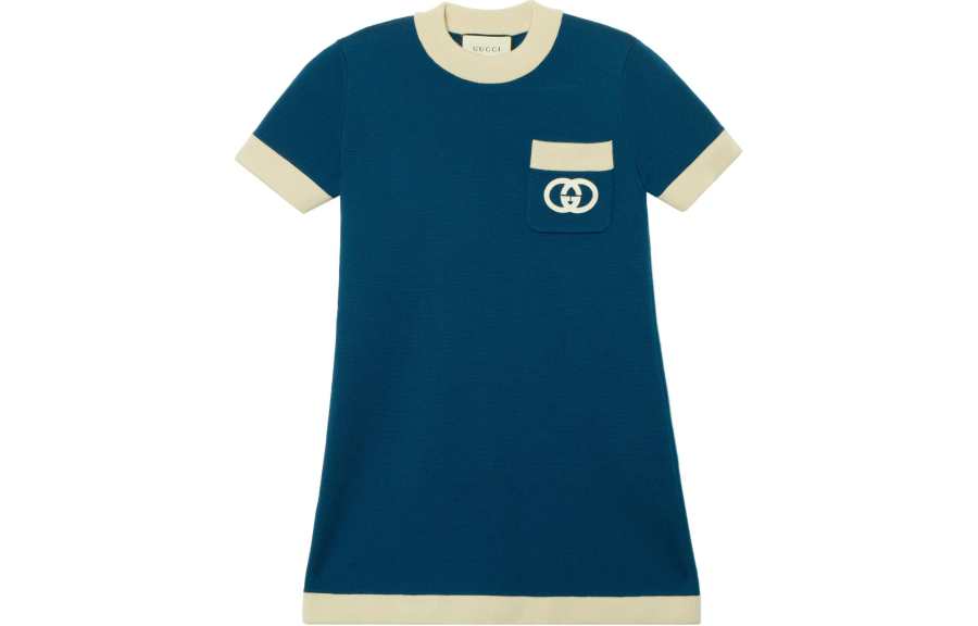 GUCCI Short Sleeved Dress Women's Blue