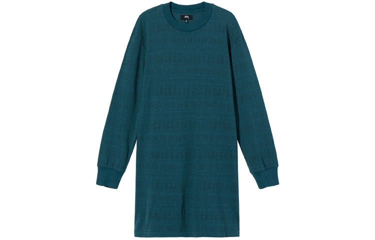 Stussy Long Sleeved Dresses Women's Blue Crew Neck Moderate Long