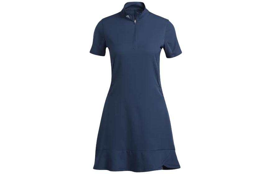 Adidas Adidas Short Sleeved Dresses Women's Navy Stand Collar Moderate Short