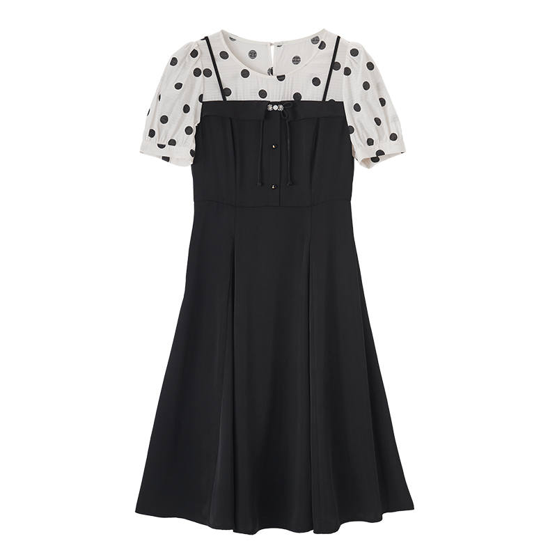 XIANGYING Short Sleeved Dress Women's Black