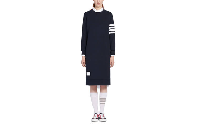 THOM BROWNE THOM BROWNE 4 Bar Long Sleeved Sweatshirt Dress