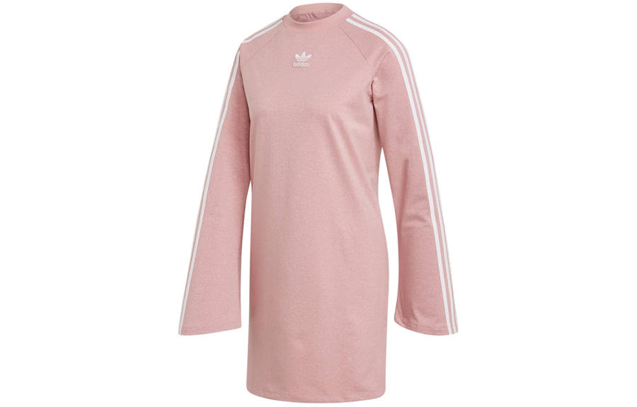 Adidas Originals Long Sleeved Dresses Women's Pink Crew Neck Moderate Short