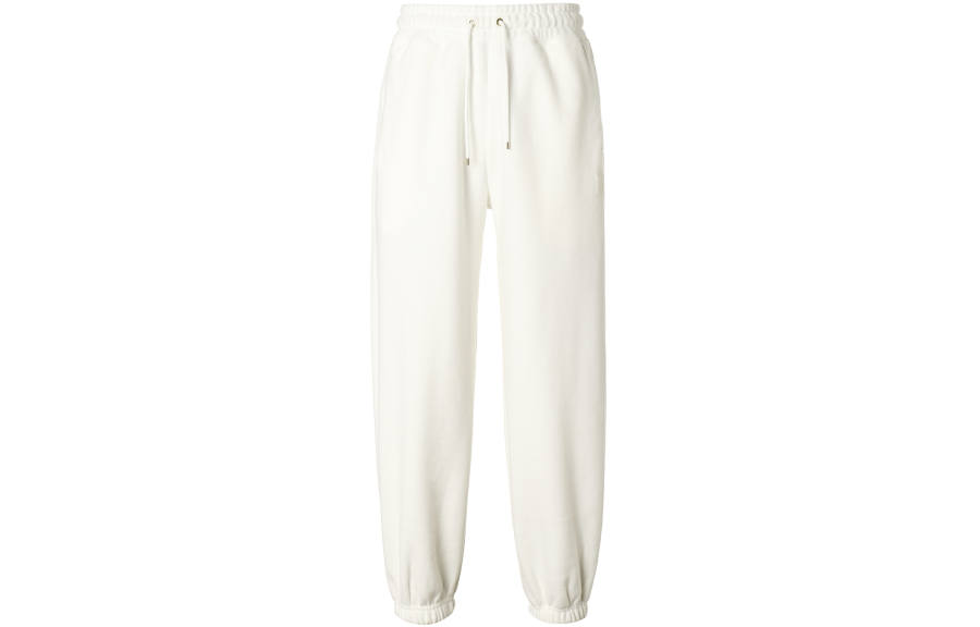 Jordan Jordan Solid Color Lace Up Elastic Cuff Fleece Lined Casual Knitted Sweatpants Women's Sail White
