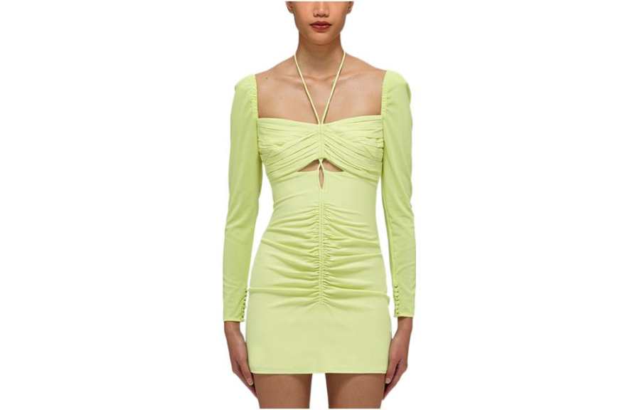 Self-portrait Self portrait SS22 Long Sleeved Dress Women's Lemon