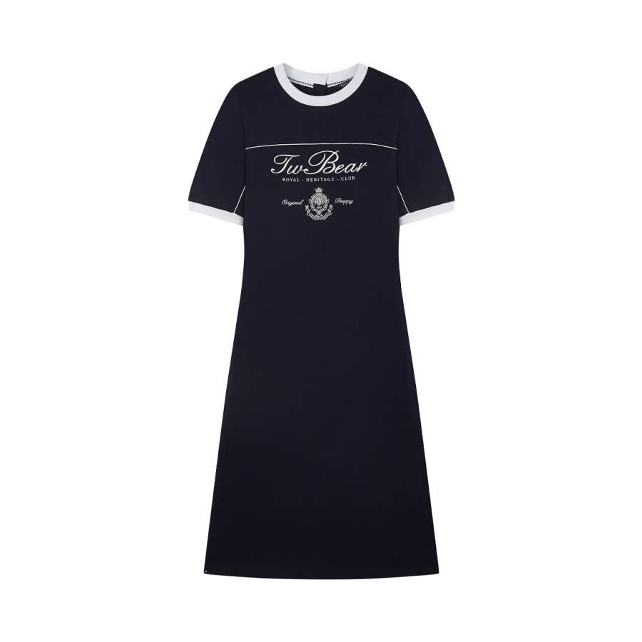 Teenie Weenie Short Sleeved Dresses Women's Navy Blue Crew Neck Moderate Short