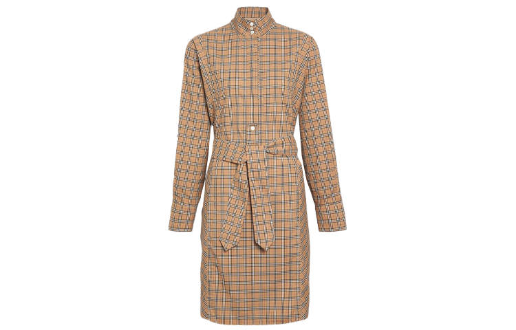 Burberry Long Sleeved Dress Women's Classical Style Yellow