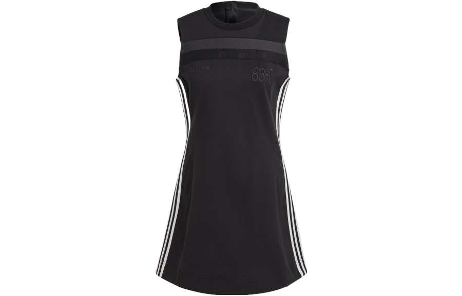 Adidas Originals Blue Version Collection Sleeveless Dresses Women's Black Crew Neck Moderate Short
