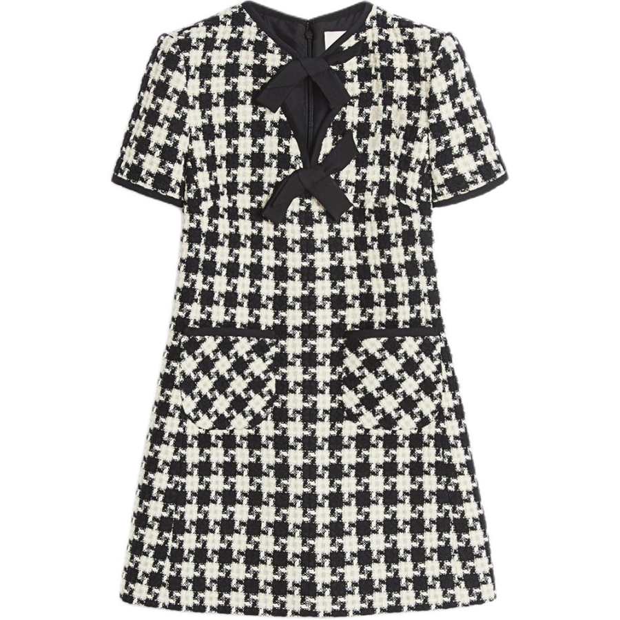 Valentino Geometric Patterned Short Sleeved Dress