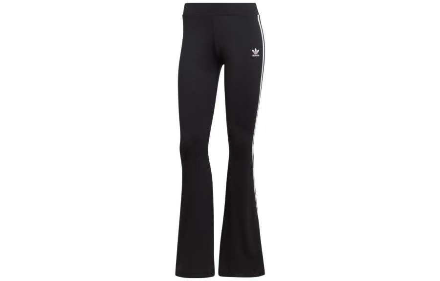 adidas originals Women's Logo Print Striped Flared Knit Track Pants Black