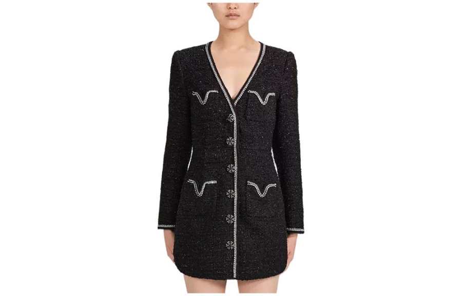 Self-portrait Self portrait FW22 Long Sleeved Dress Women's Black
