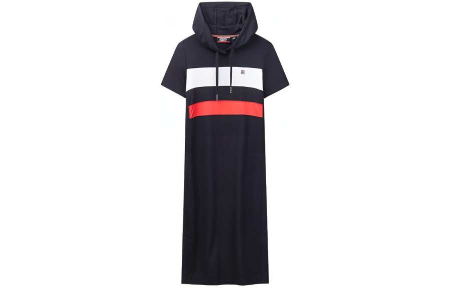 FILA Short Sleeved Dresses Women's Legend Blue Hooded Moderate Mid Length