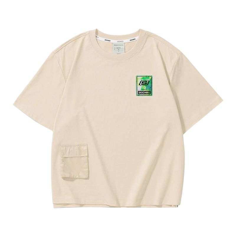 Skechers T Shirts Women's Khaki 00PS Crew Neck Moderate