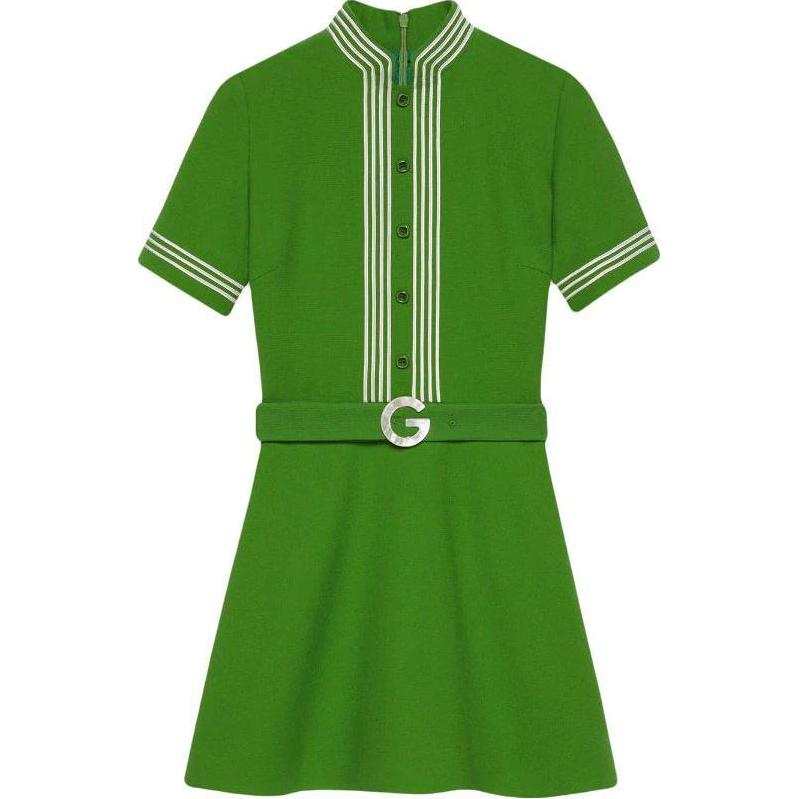GUCCI 【Previous Season】striped-trim belted dress