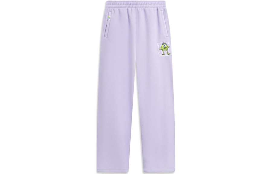 Li-Ning Li Ning X Disney Knitted Sweatpants Women's Vero Rose Purple Thickened Straight Fit Pants