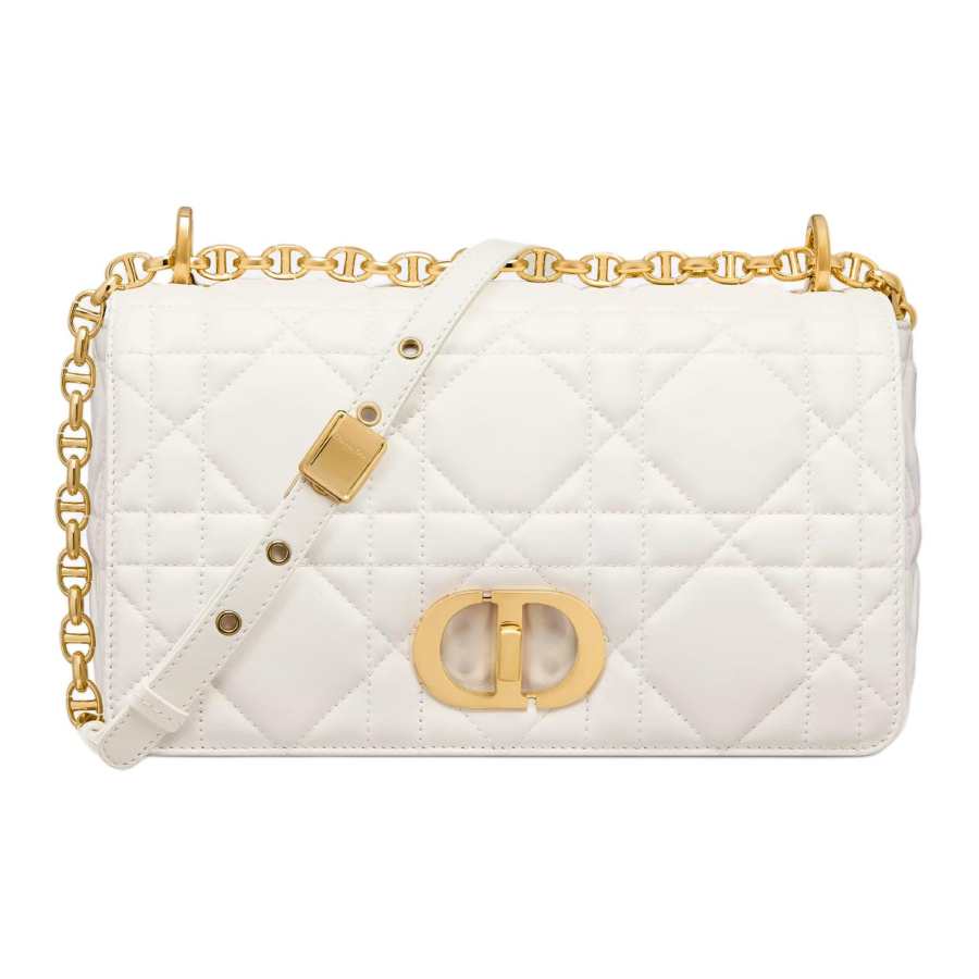 DIOR Caro Sheepskin Crossbody Bag, Shoulder Bag Medium Women's Milk White
