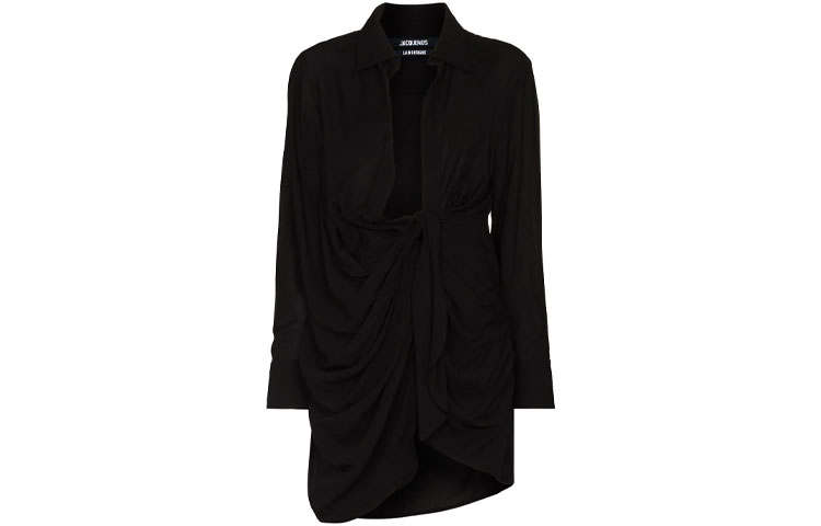 Jacquemus Bahia V Neck Draped Mini Dress