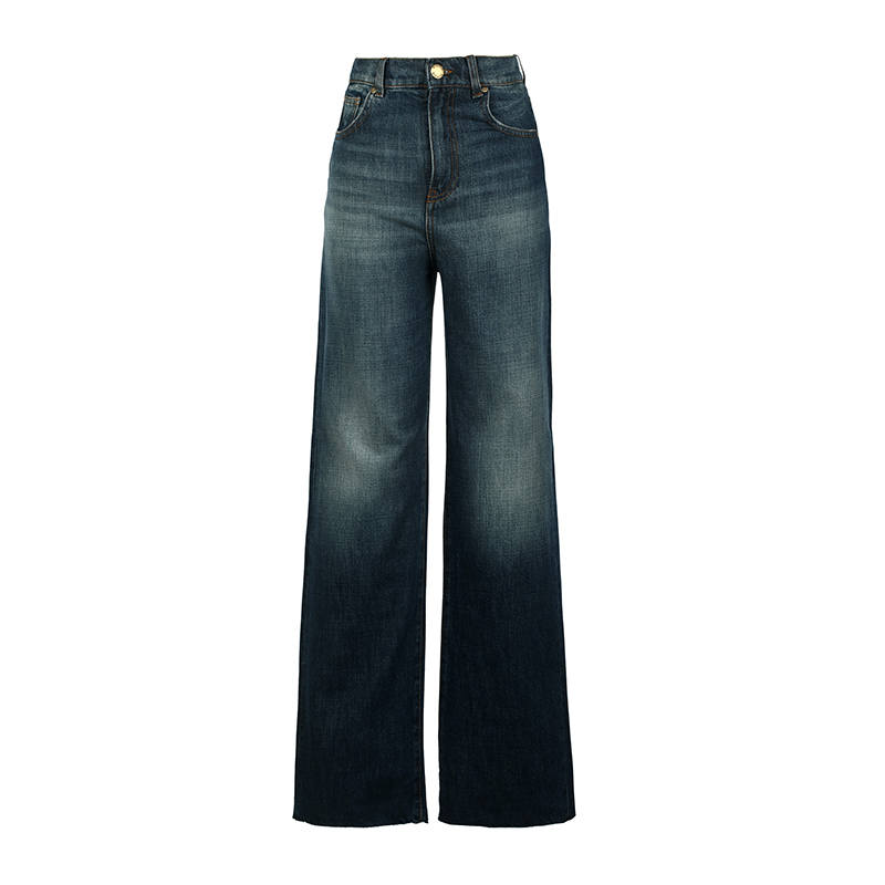 PINKO Jeans Women's Dark Blue Moderate Wide Leg Pants