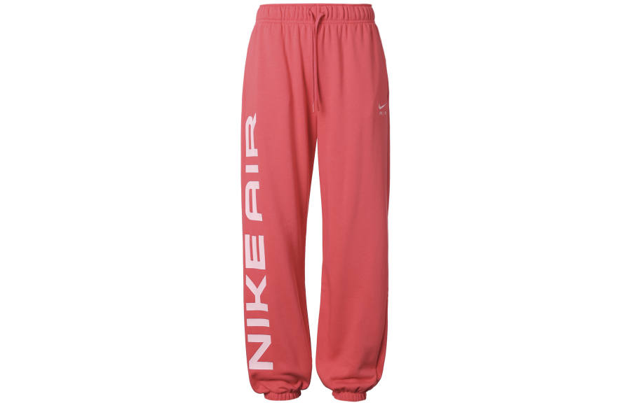 Nike Nike Side Letter High Rise Lace Up Casual Fleece Lined Knitted Sweatpants Women's Light Fused Red