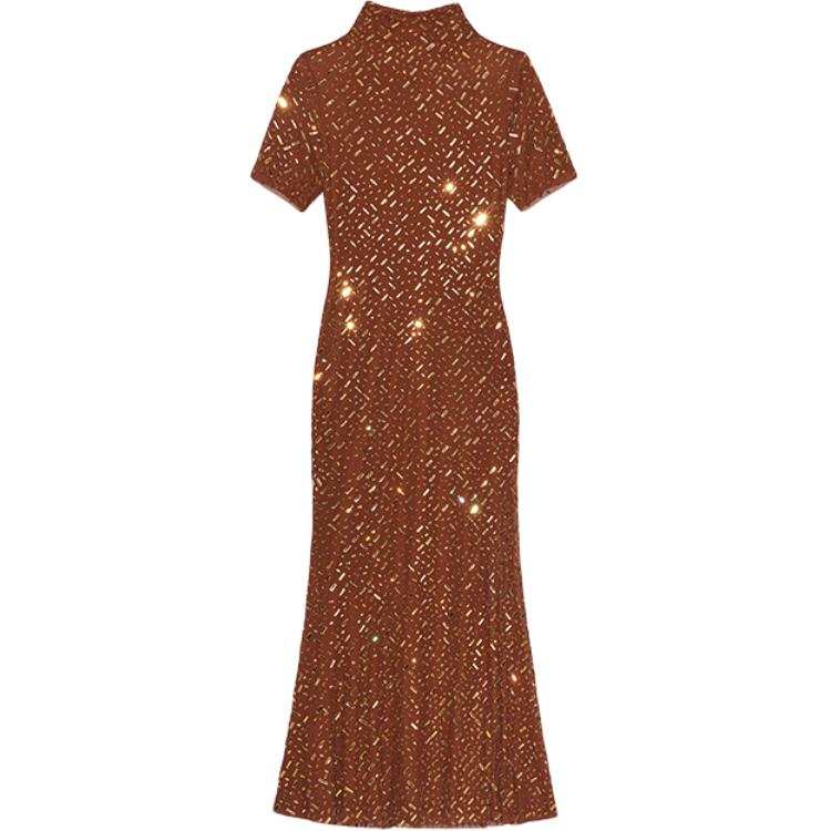 Self-portrait Self portrait Short Sleeved Dress Women's Dark Brown