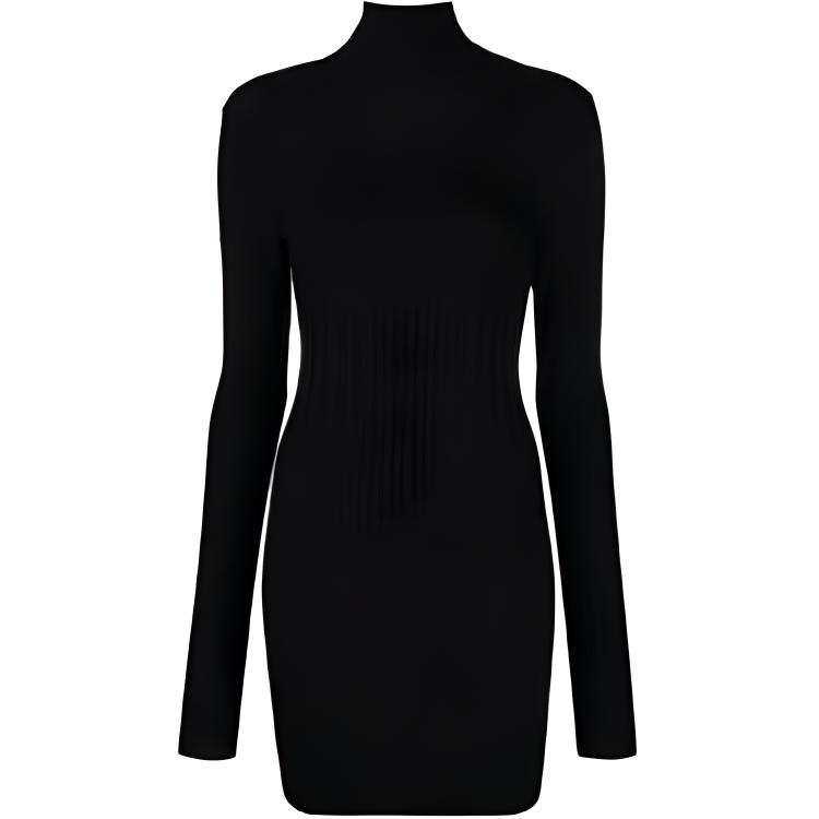 Givenchy Givenchy Long Sleeved Dresses Women's Black Stand Collar Mid Length