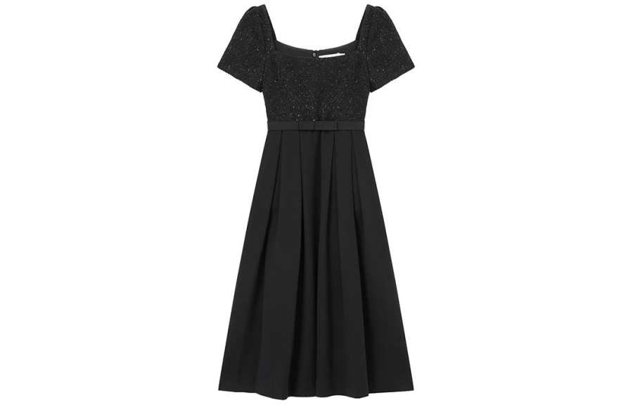 Self-portrait Self-portrait bouclé-panel midi dress