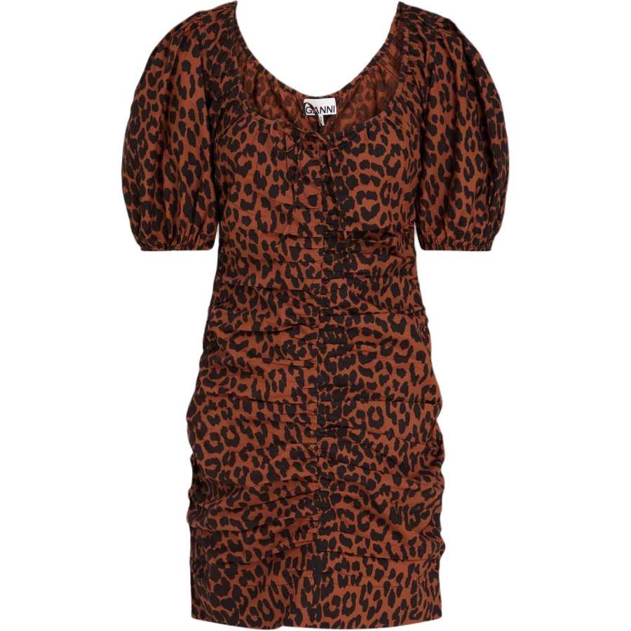 GANNI Short Sleeved Dress Women's Brown