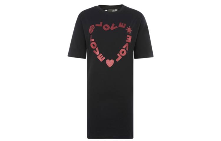 LOVE MOSCHINO Short Sleeved Dresses Women's Black Crew Neck