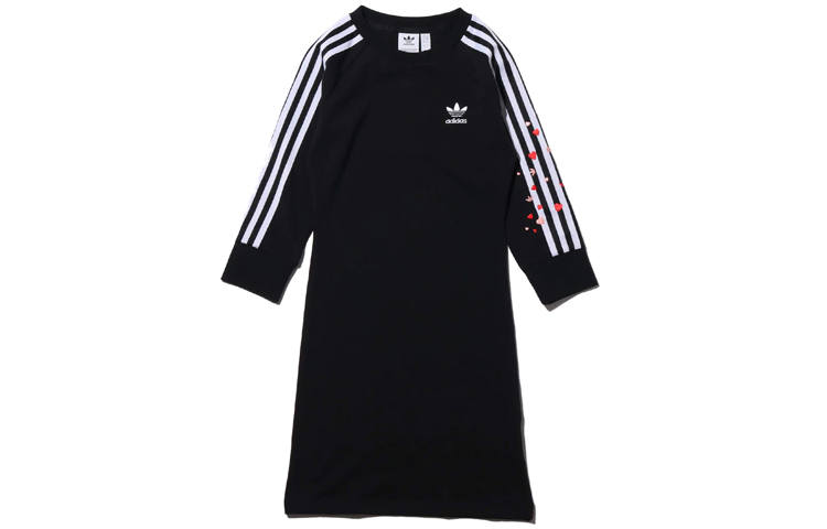 Adidas Originals Classic 3 Pack Stripes Collection Long Sleeved Dresses Women's Crew Neck Moderate Mid Length