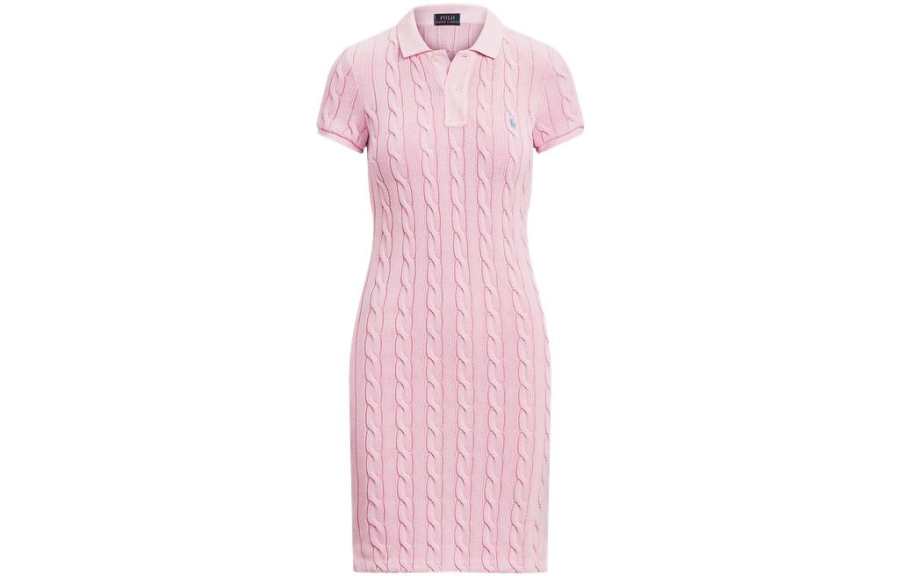 Polo Ralph Lauren SS22 Short Sleeved Dress Moderately Slim Straight Fit Women's Pink