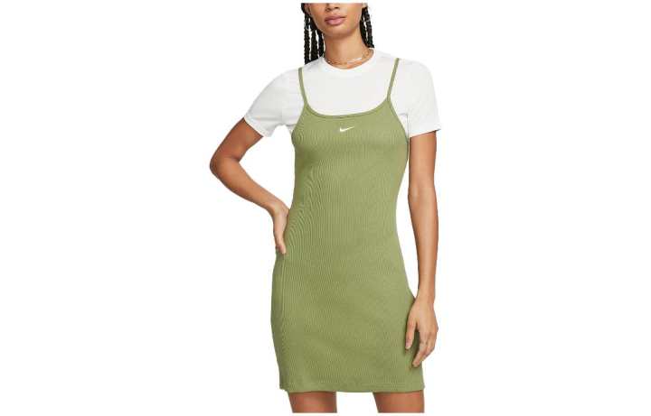 Nike Nike Slip Dresses Women's Matcha Square Collar Moderate Mid Length