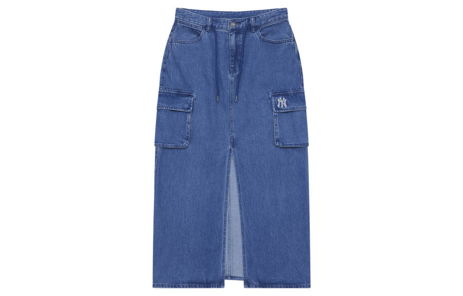 MLB New York Yankees Basic Collection 24FW Denim Long Skirt Women's Indigo