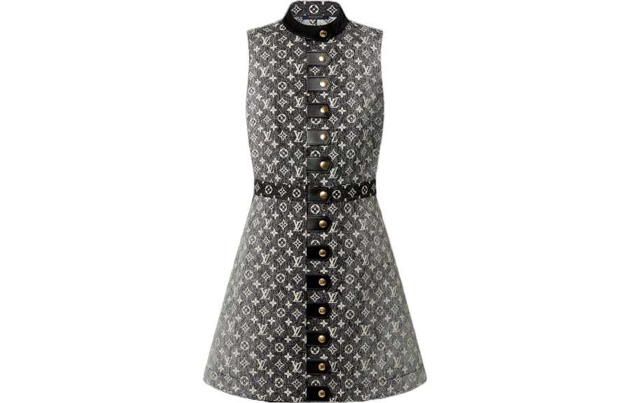 LOUIS VUITTON SS23 Sleeveless Dress Women's Gray Black