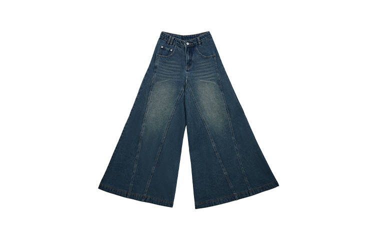 RUNTOTHEFUTURE Jeans Women's Vintage Washed Blue Moderate Wide Leg Pants