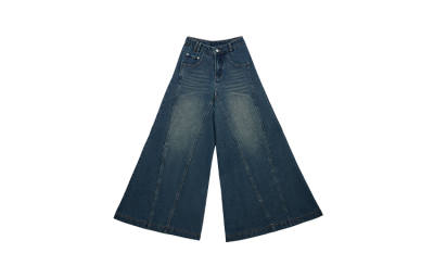 RUNTOTHEFUTURE Jeans Women's Vintage Washed Blue Moderate Wide Leg Pants
