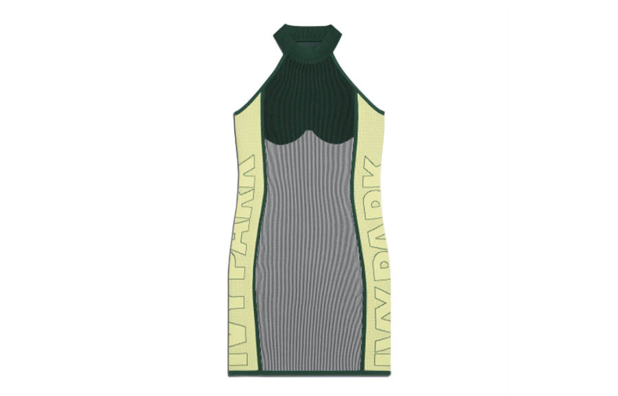 Adidas Originals Adidas Ivy Park Knit Logo Dress Dark Green/Green Tint/Yellow Tint